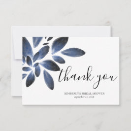 Carte De Remerciements Fête des mariées botanique bleue de la Marine