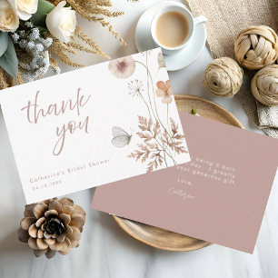 Carte De Remerciements Fête des mariées botanique minimaliste rose Dusty