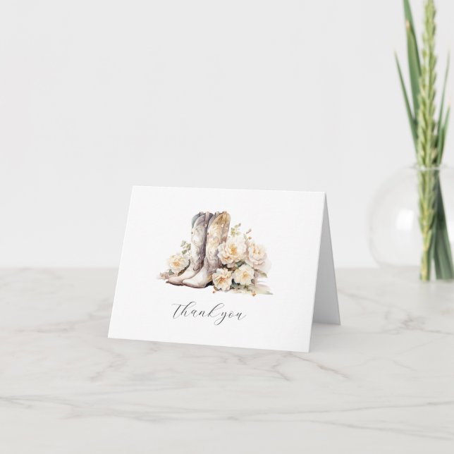 Carte De Remerciements Fête des mariées Bottes d'aquarelle florale rustiq (Devant)