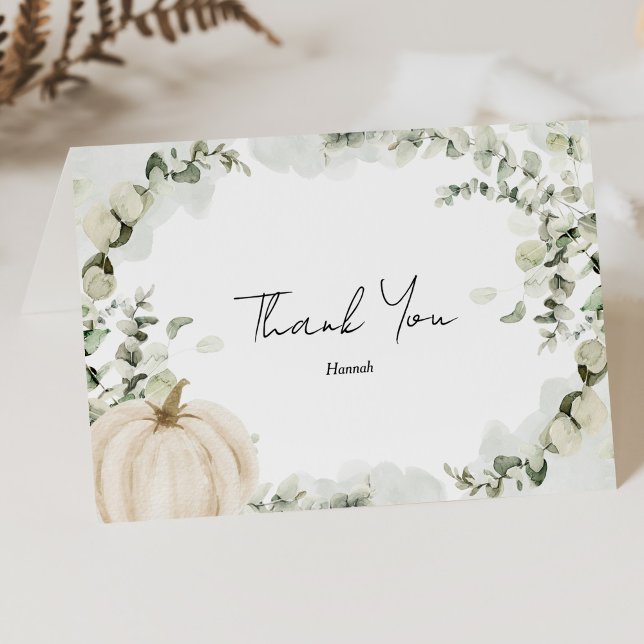 Carte De Remerciements Fête des mariées Citrouille d'automne Eucalyptus (Créateur téléchargé)