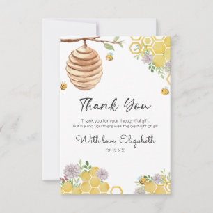 Carte De Remerciements Fête des mariées d'abeilles Aquarelle ruche