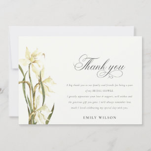Carte De Remerciements Fête des mariées d'aquarelle florale de jonquille 