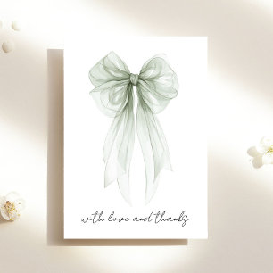 Carte De Remerciements Fête des mariées d'aquarelle Sage Green Coquette B