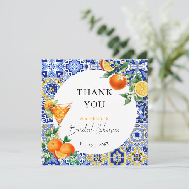 Carte De Remerciements Fête des mariées d'arc méditerranéen Spritz (Debout devant)
