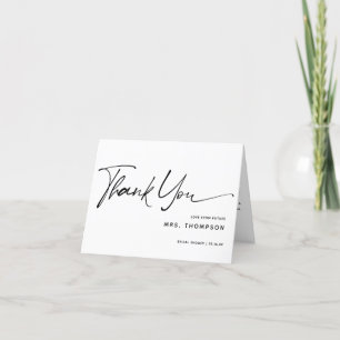 Carte De Remerciements Fête des mariées de calligraphie moderne simple