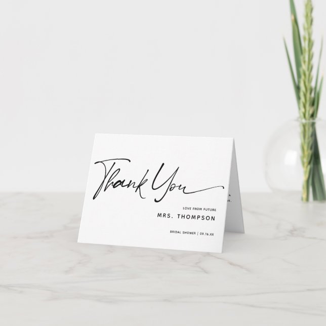 Carte De Remerciements Fête des mariées de calligraphie moderne simple (Devant)