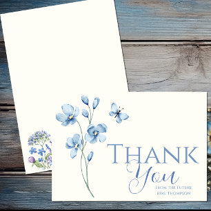 Carte De Remerciements Fête des mariées de Fleur sauvage Dusty Blue perso
