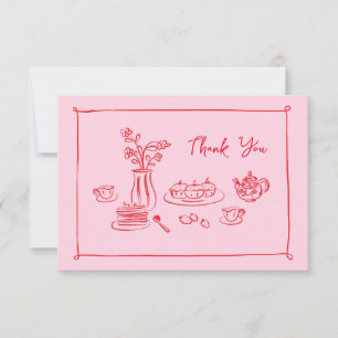 Carte De Remerciements Fête des mariées de gribouillage rose