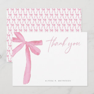 Carte De Remerciements Fête des mariées de mariage de Bow rose personnali