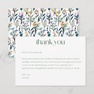 Carte De Remerciements Fête des mariées de message personnalisé du Fleur