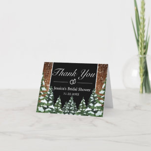 Carte De Remerciements Fête des mariées de pin de bois et de pin de neige