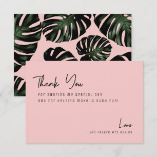 Carte De Remerciements Fête des mariées de plage chic Rose tropicale