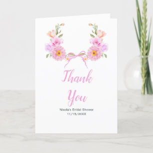 Carte De Remerciements Fête des mariées de ruban rose