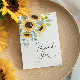 Carte De Remerciements Fête des mariées de tournesol aquarelle