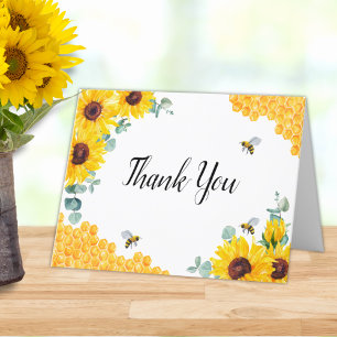 Carte De Remerciements Fête des mariées de tournesol de nid d'abeille