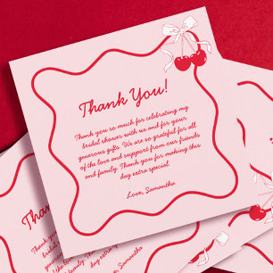 Carte De Remerciements Fête des mariées de Valentines aux cerises roses r