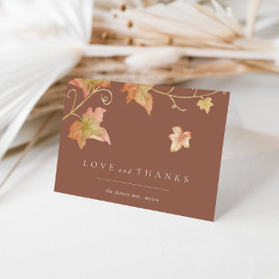 Carte De Remerciements Fête des mariées des feuilles d'automne minimalist