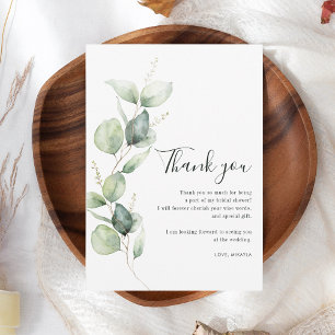 Carte De Remerciements Fête des mariées d'Eucalyptus aquarelle