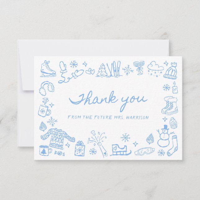 Carte De Remerciements Fête des mariées d'hiver Whimsical (Devant)