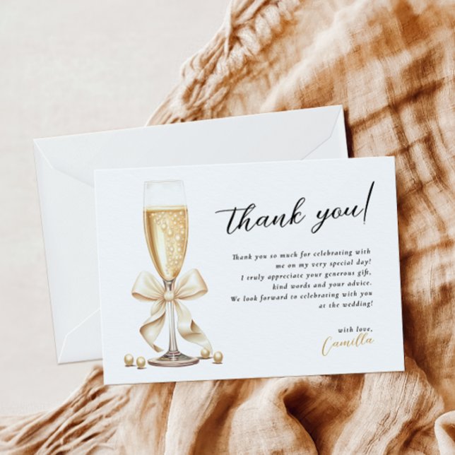 Carte De Remerciements Fête des mariées d'or Pearl & Prosecco (Créateur téléchargé)