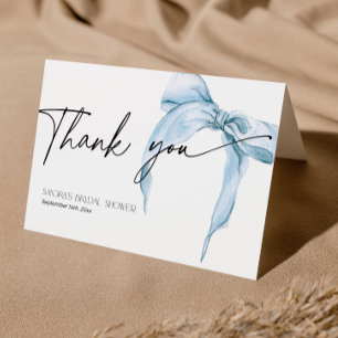 Carte De Remerciements Fête des mariées Elle noue le noeud bleu poussiére