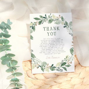 Carte De Remerciements Fête des mariées Feuille Eucalyptus aquarelle