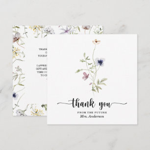 Carte de remerciements Fête des mariées fleur sauv