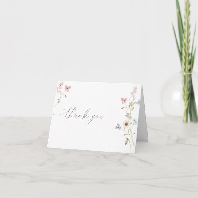 Carte de remerciements Fête des mariées fleur sauv (Devant)