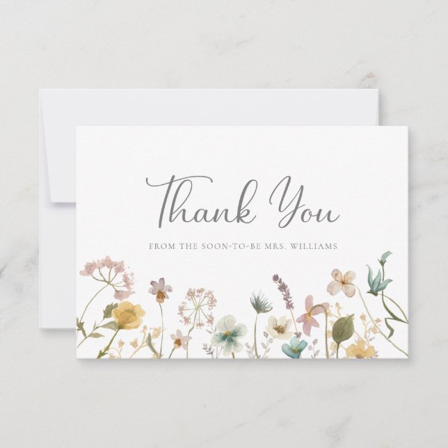 Carte De Remerciements Fête des mariées fleur sauvage (Devant)