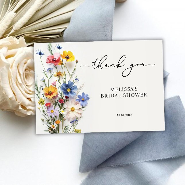 Carte De Remerciements Fête des mariées fleur sauvage (Créateur téléchargé)