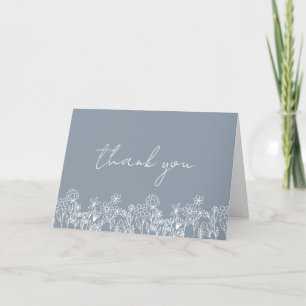 Carte De Remerciements Fête des mariées Fleur sauvage bleu Dusty