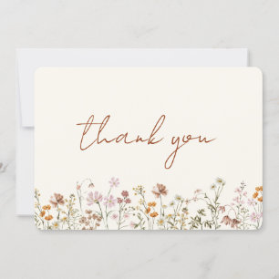 Carte De Remerciements Fête des mariées Fleur sauvage en terre cuite