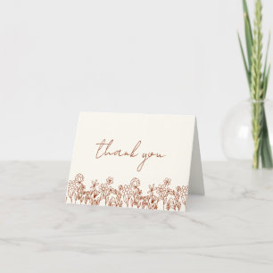 Carte De Remerciements Fête des mariées Fleur sauvage en terre cuite