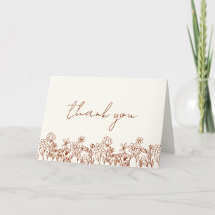 Carte De Remerciements Fête des mariées Fleur sauvage en terre cuite