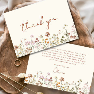 Carte De Remerciements Fête des mariées Fleur sauvage en terre cuite