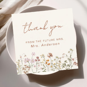 Carte De Remerciements Fête des mariées Fleur sauvage en terre cuite