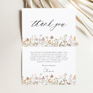 Carte De Remerciements Fête des mariées Fleur sauvage en terre cuite