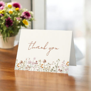 Carte De Remerciements Fête des mariées Fleur sauvage en terre cuite