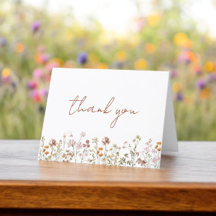 Carte De Remerciements Fête des mariées fleur sauvage Floral Boho Garden