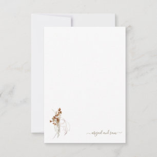 Carte De Remerciements Fête des mariées florale bohémienne agitée