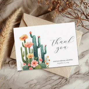 Carte De Remerciements Fête des mariées florale Cactus Fiesta
