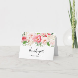 Carte De Remerciements Fête des mariées florale de pivoine rose pâle