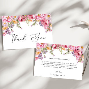 Carte De Remerciements Fête des mariées florale des pivoines roses modern