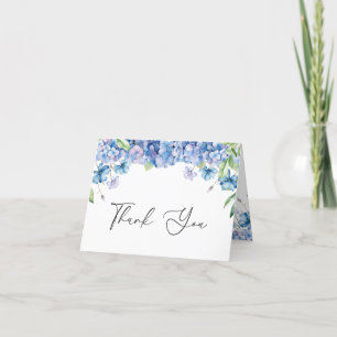 Carte De Remerciements Fête des mariées florale moderne Blue Hydrangea