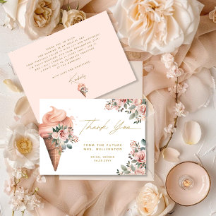 Carte De Remerciements Fête des mariées Florale rose crème glacée