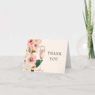 Carte De Remerciements Fête des mariées florale rose de Pêche