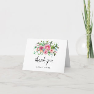 Carte De Remerciements Fête des mariées florale rose Peony Photo