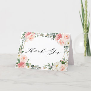 Carte De Remerciements Fête des mariées géométrique florale rose pâle