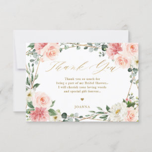 Carte De Remerciements Fête des mariées géométrique florale rose vif