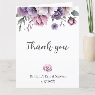 Carte De Remerciements Fête des mariées Lavender Aquarelle Florale